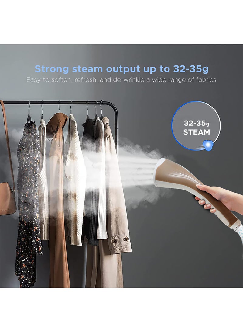 1.6L Garment Steamer with 35G/min Steam Flow, Mechanical Control, and Overheat Protection | Continues Working for 60 Mins | Adjustable Height - Ironing Board - Pole Hanger 1.6 L 1800 W SGS-326 White