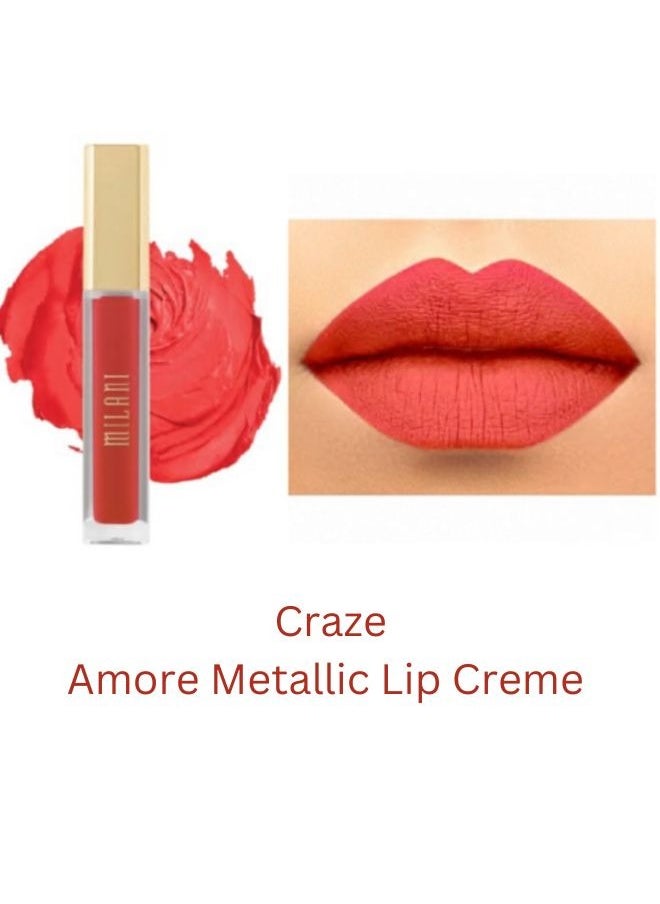 Milani Amore Matte Lip Crème, Shade 13 Craze, 6g - Long-Lasting, Full Coverage Matte Liquid Lipstick