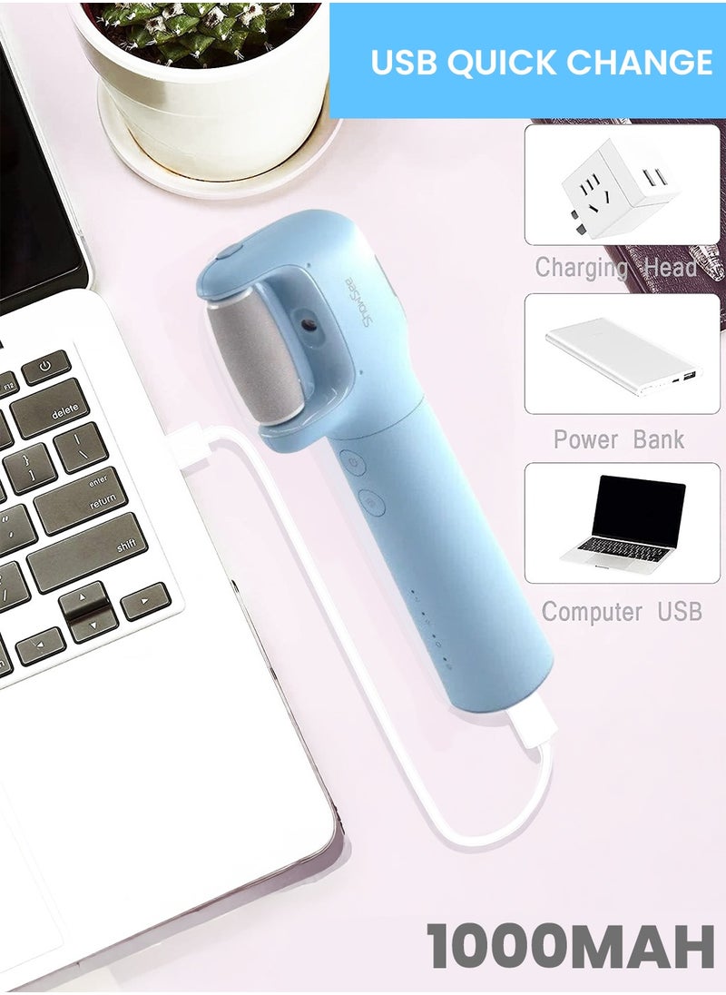 Electric Foot  File Pedicure Tools Remover, Recharble Type-C, Three-Speed Level, Electric Rotating Scub 360 Degree, Replaceable Sand Heads, 6ml Water Tank and IPX7 Waterproof Function for Remove Calluses, Dead, Hard Cracked Dry Skin B5-B  - Blue