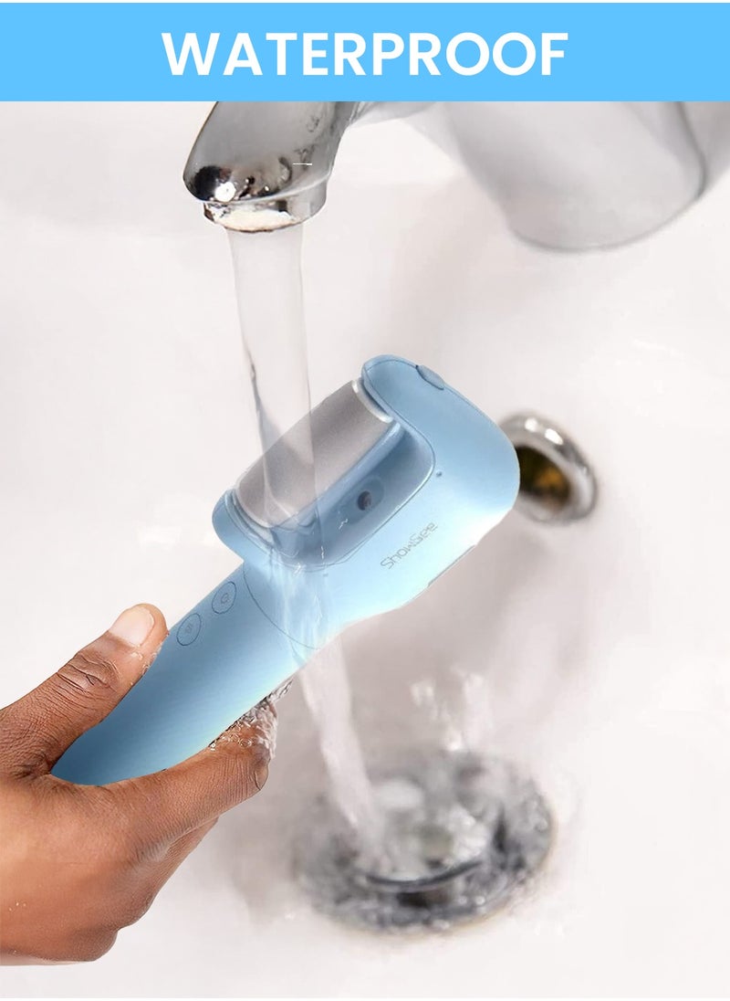 Electric Foot  File Pedicure Tools Remover, Recharble Type-C, Three-Speed Level, Electric Rotating Scub 360 Degree, Replaceable Sand Heads, 6ml Water Tank and IPX7 Waterproof Function for Remove Calluses, Dead, Hard Cracked Dry Skin B5-B  - Blue