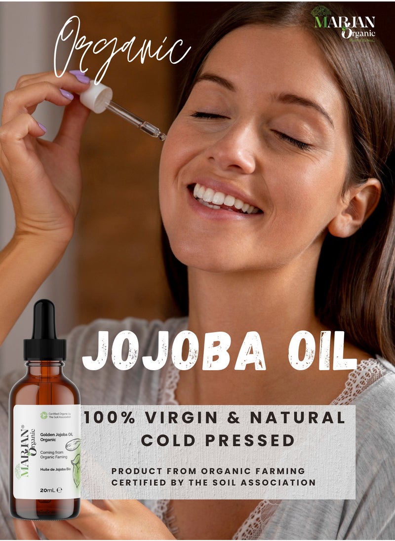 Jojoba Oil 30ml - Certified Organic - 100% Pure Cold Pressed Unrefined - For Hair Growth, Dandruff, Beard, Face, Body, Dry Skin, Nails - Deeply Moisturizing - For Men & Women