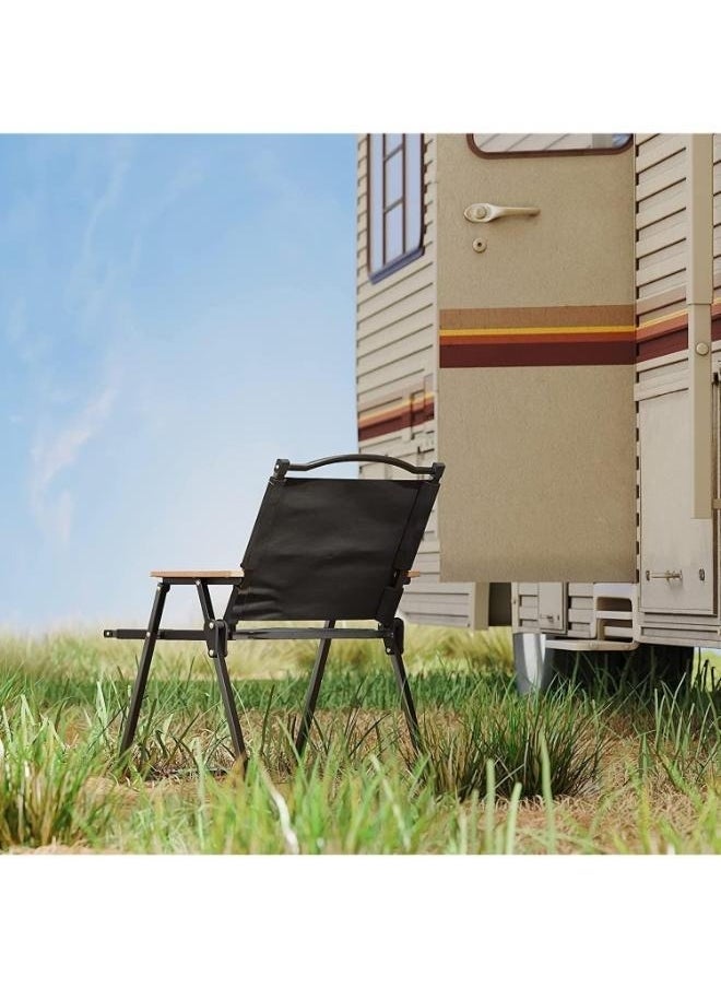 Luxury Camping Folding Chair – Sturdy, Comfortable, and Portable Outdoor Chair with Solid Wood Armrest, Thickened Steel Frame, and 250lbs Load Capacity – Ideal for Camping, Picnic, and Outdoor Adventures