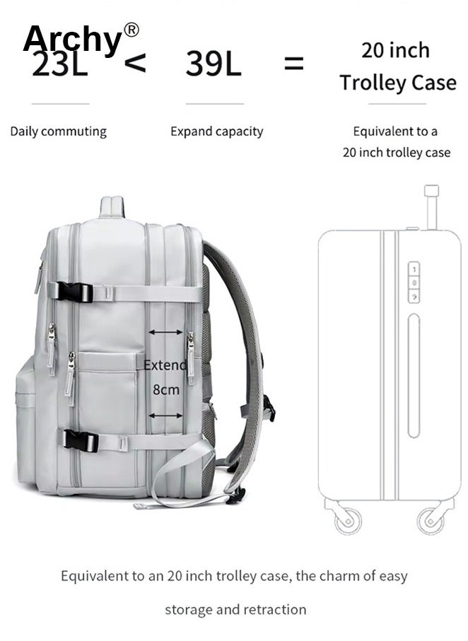 High Capacity Business Travel Backpack with Smart Storage for Short Trips Expandable Luggage Bag Dry and Wet Separation Scientific Storage Business Computer Bag Simple Solid Color Design Independent Shoe Storage