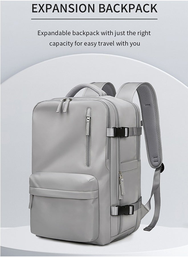 High Capacity Business Travel Backpack with Smart Storage for Short Trips Expandable Luggage Bag Dry and Wet Separation Scientific Storage Business Computer Bag Simple Solid Color Design Independent Shoe Storage