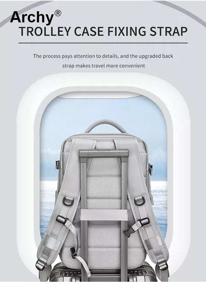 High Capacity Business Travel Backpack with Smart Storage for Short Trips Expandable Luggage Bag Dry and Wet Separation Scientific Storage Business Computer Bag Simple Solid Color Design Independent Shoe Storage