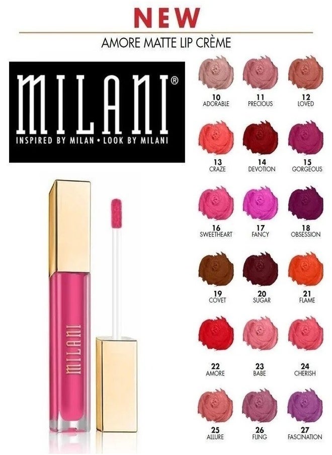 Milani Amore Matte Lip Crème, Shade 10 Adorable, 6g - Long-Lasting, Full Coverage Matte Liquid Lipstick