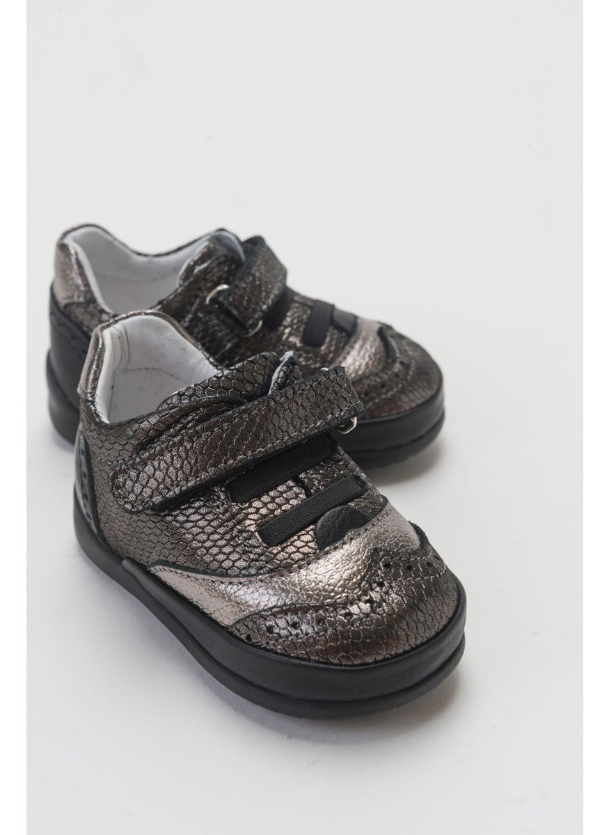 Girl Black Genuine Leather First Step Casual Shoes