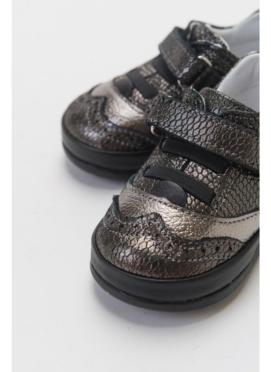 Girl Black Genuine Leather First Step Casual Shoes
