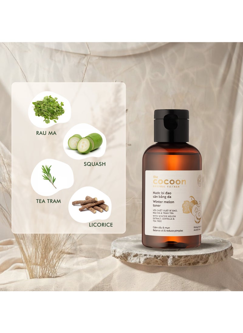 The Cocoon Original Vietnam Winter Melon Toner 140ml – Oil Control & Acne Care | Refreshing, Alcohol-Free Formula with Natural Ingredients | Perfect for Oily, Acne-Prone, and Combination Skin | Gentle Hydration & Pore Tightening for Clear, Healthy Skin