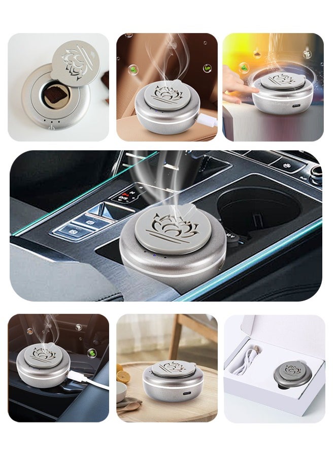 Electric Mini Incense Burner Portable USB Rechargeable Aroma Diffuser Silver