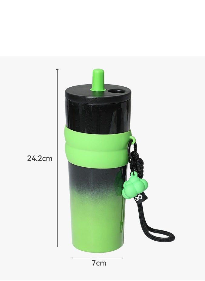 710ml Insulated Travel Coffee Mug Spill Proof Leak Proof Portable Camping Stainless Steel Coffee Mug Reusable Coffee Mug with Lid Hot & Cold Drink Thermos Mug (Gradient green)