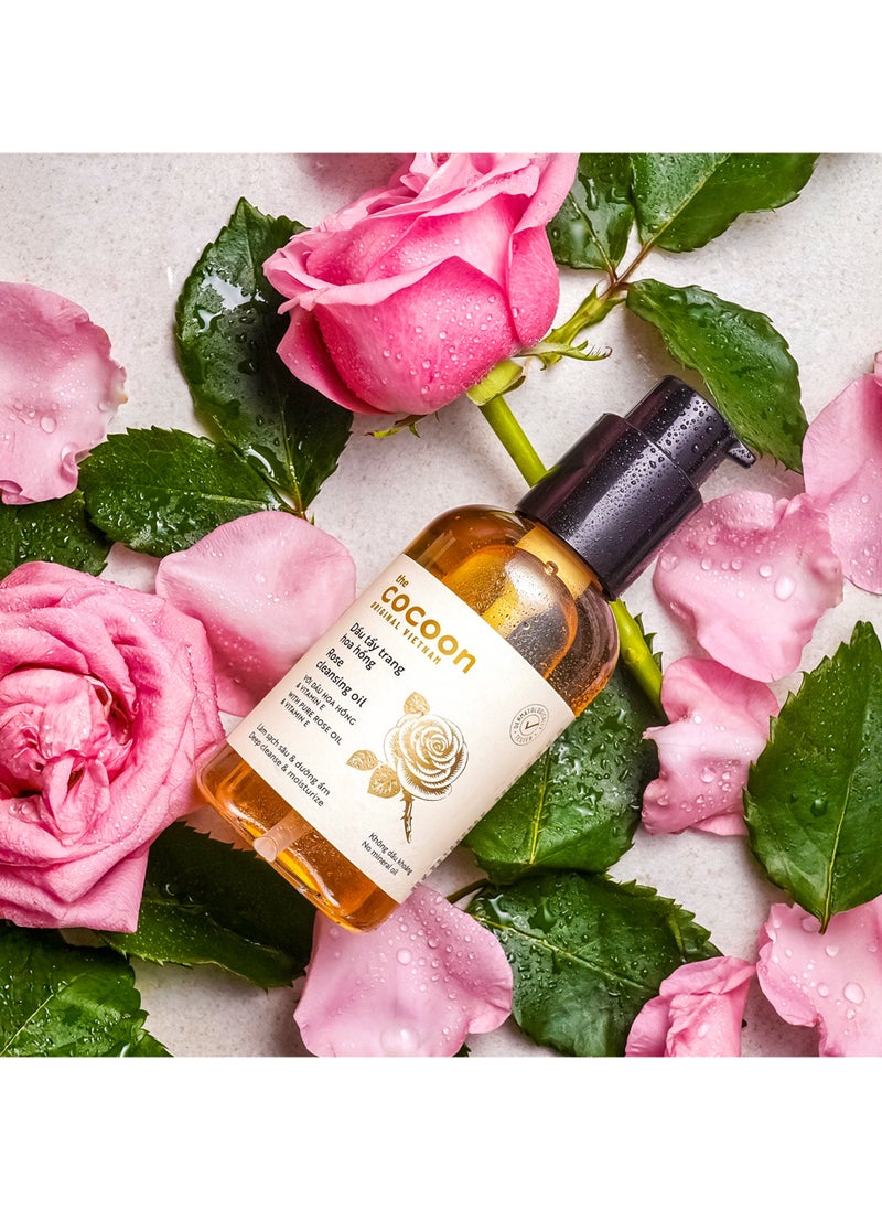 The Cocoon Original Vietnam Rose Cleansing Oil 140ml | Deep Makeup Removal, Hydrating & Anti-Oxidant | For Dry, Normal & Combination Skin | BCME Technology, Non-Greasy, Paraben-Free, No Mineral Oil, with Vitamin E & Damask Rose