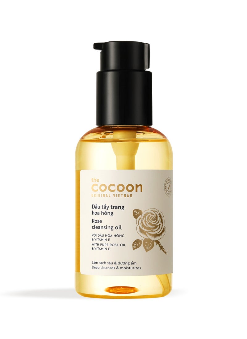 The Cocoon Original Vietnam Rose Cleansing Oil 140ml | Deep Makeup Removal, Hydrating & Anti-Oxidant | For Dry, Normal & Combination Skin | BCME Technology, Non-Greasy, Paraben-Free, No Mineral Oil, with Vitamin E & Damask Rose