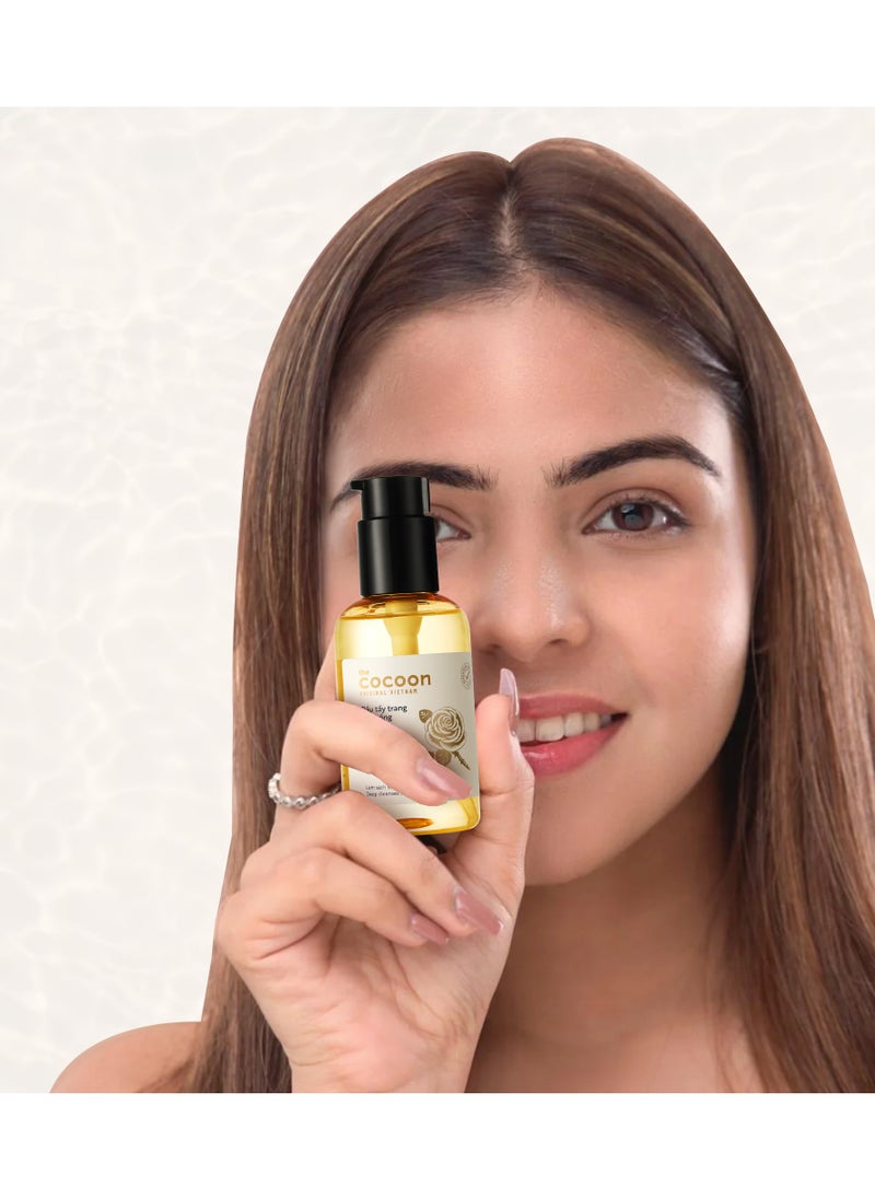 The Cocoon Original Vietnam Rose Cleansing Oil 140ml | Deep Makeup Removal, Hydrating & Anti-Oxidant | For Dry, Normal & Combination Skin | BCME Technology, Non-Greasy, Paraben-Free, No Mineral Oil, with Vitamin E & Damask Rose