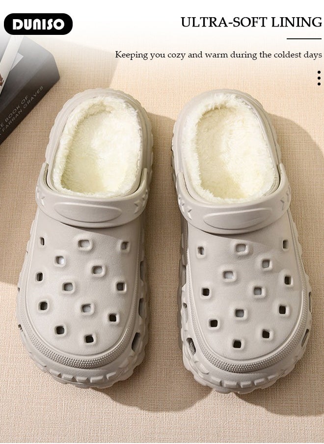 House Slippers for Men and Women,Washable Lined Clogs, Fashion Warm Shoes with Thick Sole, Comfortable Home Fuzzy Slippers, Lightweight Non Slip House Shoes For Cozy Indoor Outdoor