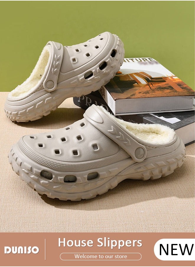 House Slippers for Men and Women,Washable Lined Clogs, Fashion Warm Shoes with Thick Sole, Comfortable Home Fuzzy Slippers, Lightweight Non Slip House Shoes For Cozy Indoor Outdoor