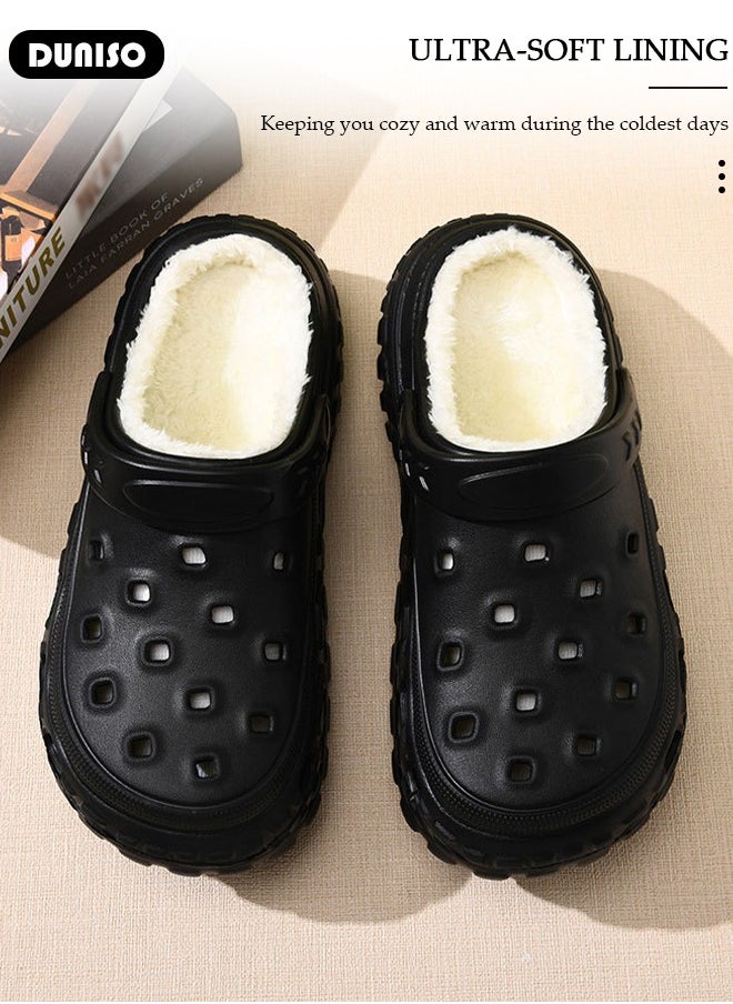 House Slippers for Men and Women,Washable Lined Clogs, Fashion Warm Shoes with Thick Sole, Comfortable Home Fuzzy Slippers, Lightweight Non Slip House Shoes For Cozy Indoor Outdoor