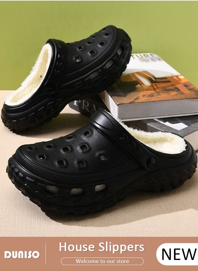 House Slippers for Men and Women,Washable Lined Clogs, Fashion Warm Shoes with Thick Sole, Comfortable Home Fuzzy Slippers, Lightweight Non Slip House Shoes For Cozy Indoor Outdoor