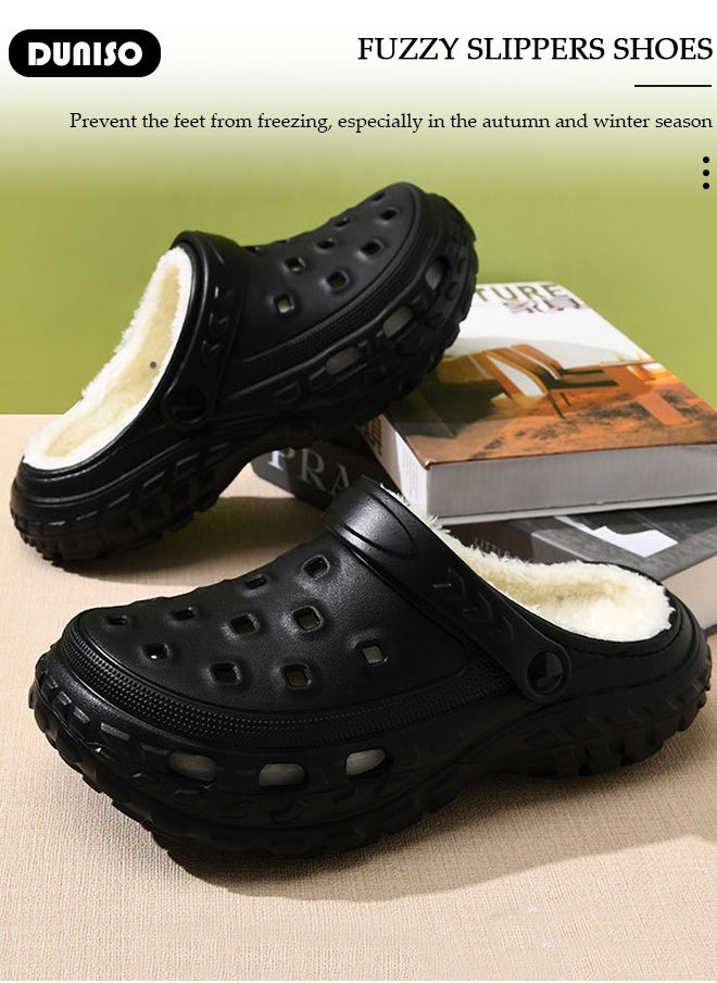 House Slippers for Men and Women,Washable Lined Clogs, Fashion Warm Shoes with Thick Sole, Comfortable Home Fuzzy Slippers, Lightweight Non Slip House Shoes For Cozy Indoor Outdoor