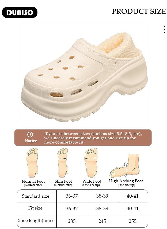 House Slippers for Women,Washable Lined Clogs, Fashion Warm Shoes with Thick Sole, Comfortable Home Fuzzy Slippers, Lightweight Non Slip House Shoes For Cozy Indoor Outdoor