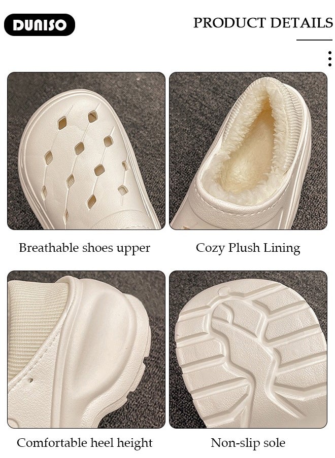 House Slippers for Women,Washable Lined Clogs, Fashion Warm Shoes with Thick Sole, Comfortable Home Fuzzy Slippers, Lightweight Non Slip House Shoes For Cozy Indoor Outdoor
