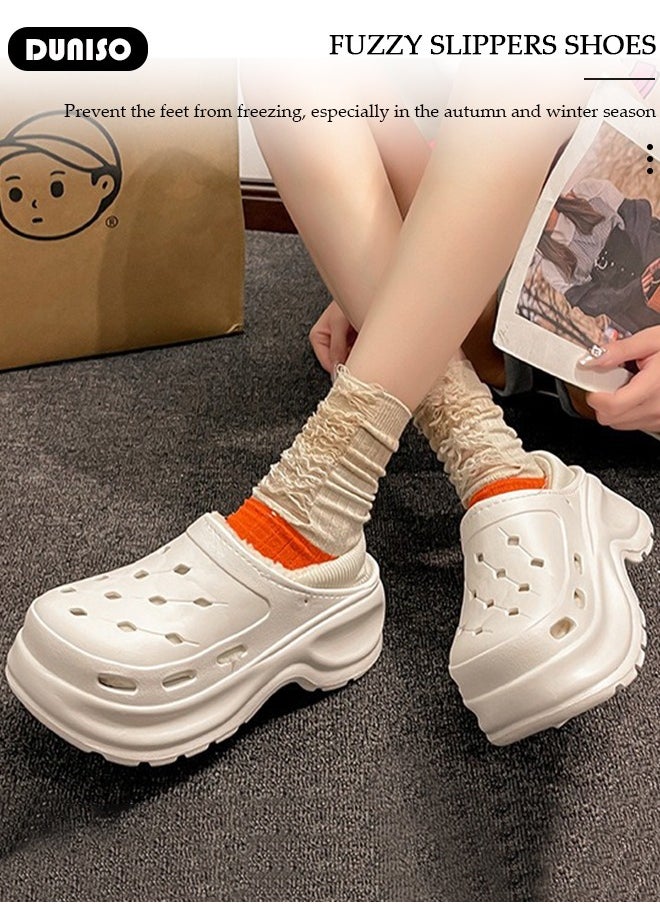 House Slippers for Women,Washable Lined Clogs, Fashion Warm Shoes with Thick Sole, Comfortable Home Fuzzy Slippers, Lightweight Non Slip House Shoes For Cozy Indoor Outdoor