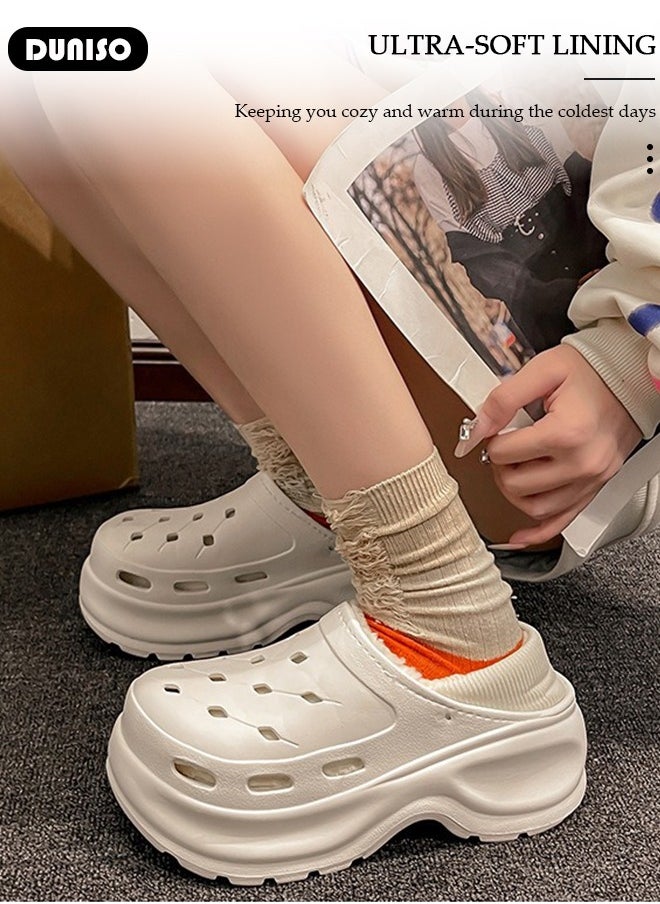 House Slippers for Women,Washable Lined Clogs, Fashion Warm Shoes with Thick Sole, Comfortable Home Fuzzy Slippers, Lightweight Non Slip House Shoes For Cozy Indoor Outdoor