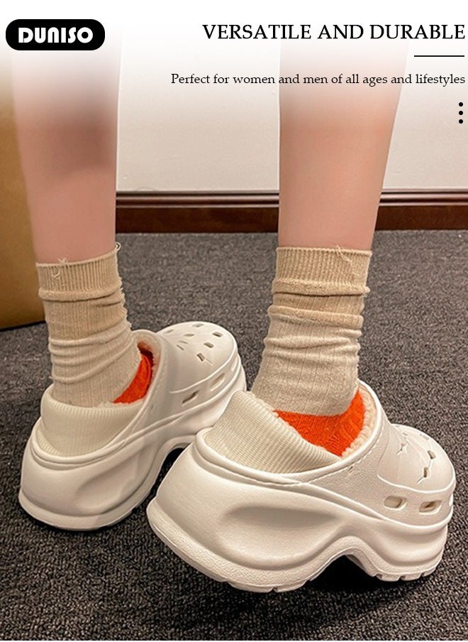 House Slippers for Women,Washable Lined Clogs, Fashion Warm Shoes with Thick Sole, Comfortable Home Fuzzy Slippers, Lightweight Non Slip House Shoes For Cozy Indoor Outdoor