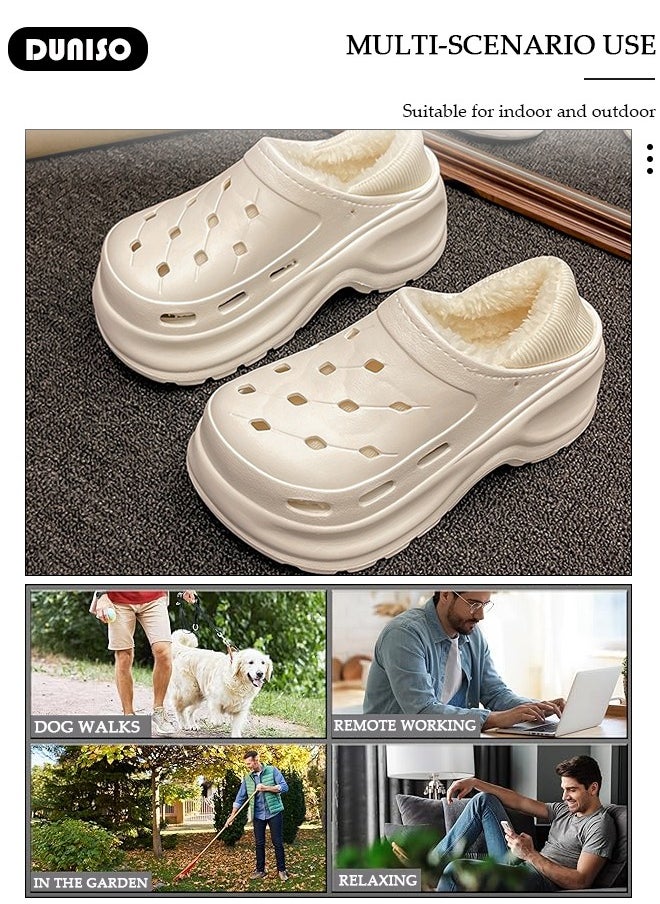 House Slippers for Women,Washable Lined Clogs, Fashion Warm Shoes with Thick Sole, Comfortable Home Fuzzy Slippers, Lightweight Non Slip House Shoes For Cozy Indoor Outdoor