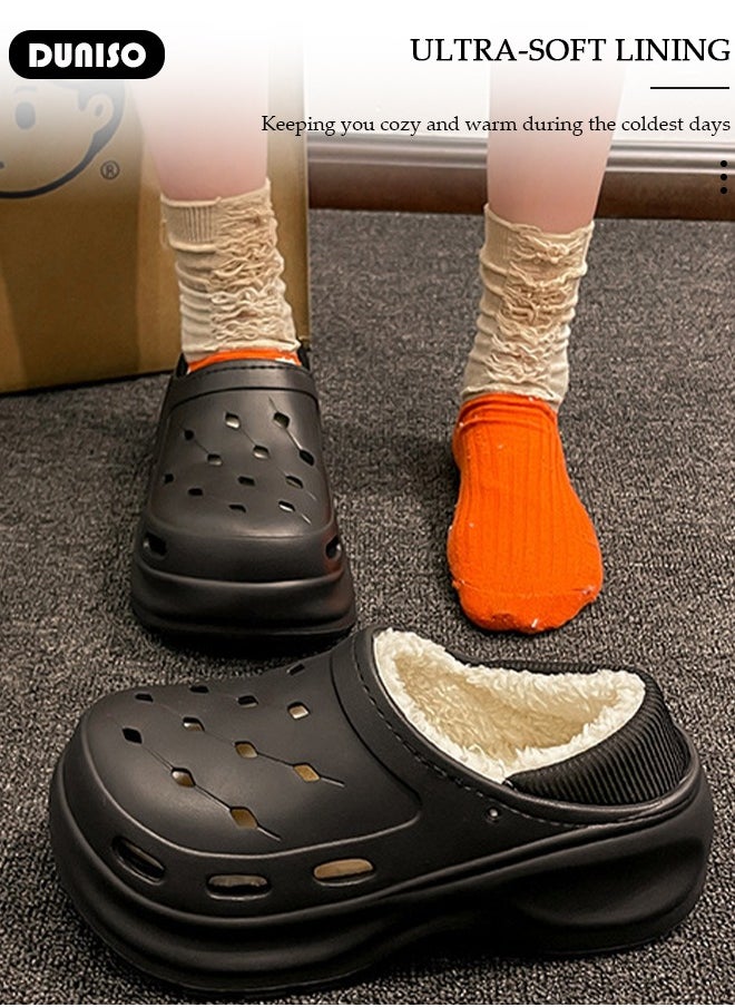 House Slippers for Women,Washable Lined Clogs, Fashion Warm Shoes with Thick Sole, Comfortable Home Fuzzy Slippers, Lightweight Non Slip House Shoes For Cozy Indoor Outdoor