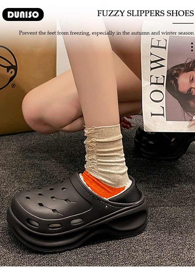 House Slippers for Women,Washable Lined Clogs, Fashion Warm Shoes with Thick Sole, Comfortable Home Fuzzy Slippers, Lightweight Non Slip House Shoes For Cozy Indoor Outdoor