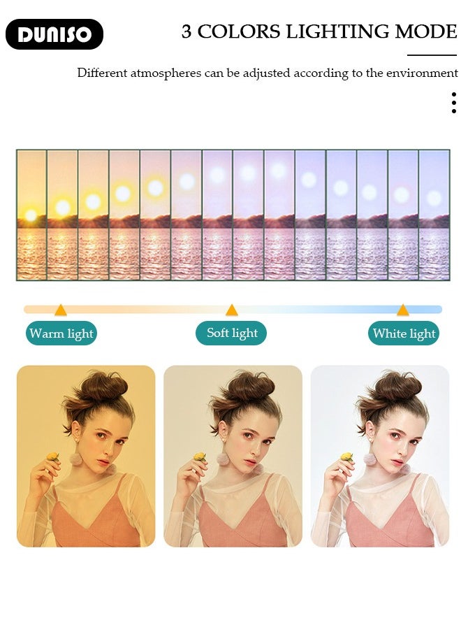 Selfie Ring Light with Extendable Floor Tripod and Phone Holder, Dimmable LED Beauty Camera Ring light with 360 Degrees Shooting Arm for Makeup, Photo Selfie, Video Recording, Live Streaming