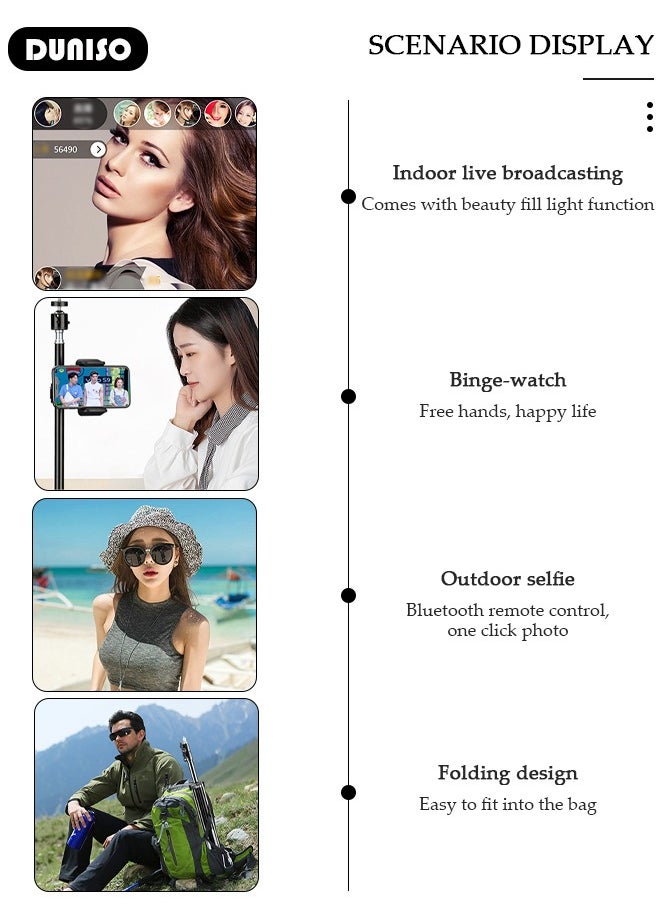 Selfie Ring Light with Extendable Floor Tripod and Phone Holder, Dimmable LED Beauty Camera Ring light with 360 Degrees Shooting Arm for Makeup, Photo Selfie, Video Recording, Live Streaming