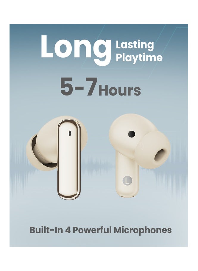 Moxedo True Wireless Earbuds S7 Active Noise Cancellation Bluetooth 5.4 300 mAh Charging Case 5.5 Hrs Playing Time with Built-in 4 Powerful Microphones (Gold)