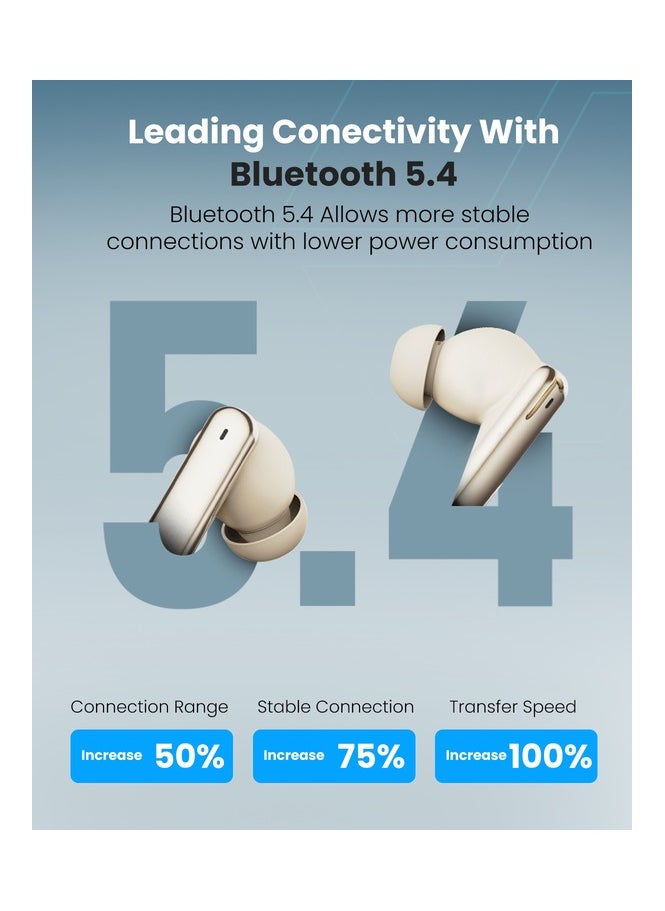 Moxedo True Wireless Earbuds S7 Active Noise Cancellation Bluetooth 5.4 300 mAh Charging Case 5.5 Hrs Playing Time with Built-in 4 Powerful Microphones (Gold)