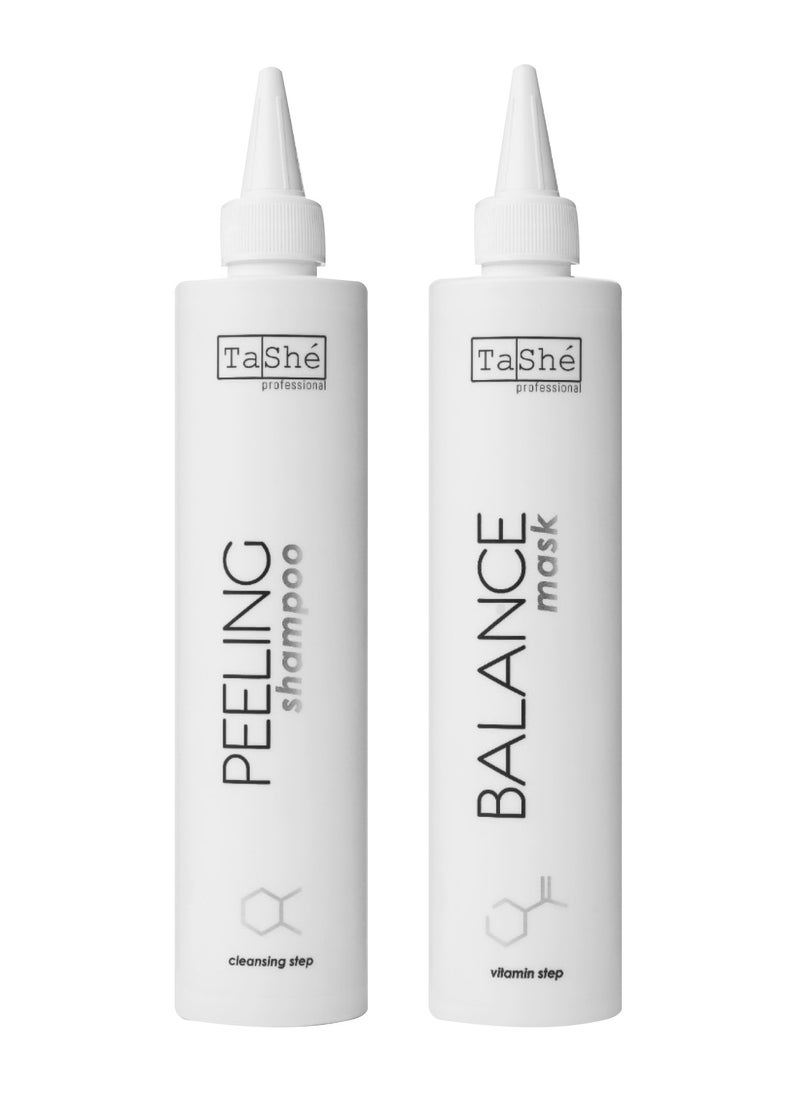 Peeling Gel Shampoo & Exfoliating Vitamin Mask | Deep Cleansing & Scalp Nourishment Kit, 2x300ml