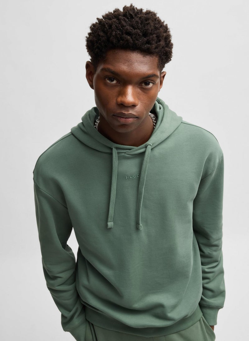 Cotton-terry relaxed-fit hoodie with logo print