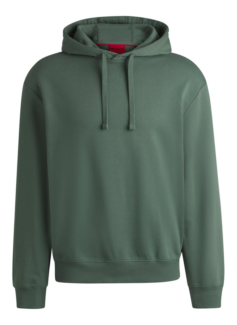 Cotton-terry relaxed-fit hoodie with logo print