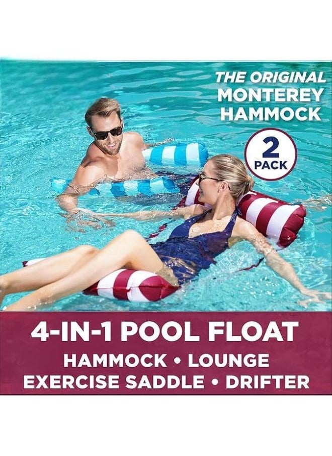 Inflatable Pool Floats Adult Size Water Hammock,Pool Rafts Lounge Chairs Floating,4-in-1 Multi-Purpose Pool Floaties Toys,Floats for Swimming Pool,for Adults Vacation Fun and Rest