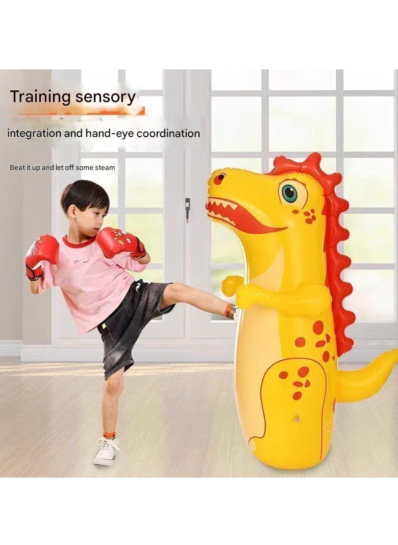 Children's toy inflatable tumbler boxing cartoon exercise coordination ability puzzle fighting 95 cm high-Toys for Kids 6 and Up（yellow）