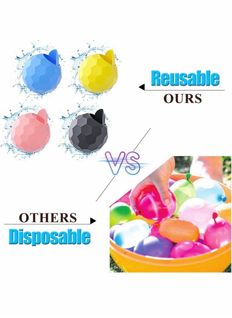 Water Balloons Quick Fill, Self-Sealing Reusable Refillable Water Bombs Silicone Splash Water Ball for Kids Adults Outdoor Activities Pool Beach Games Summer Party Supplies（12Pcs）