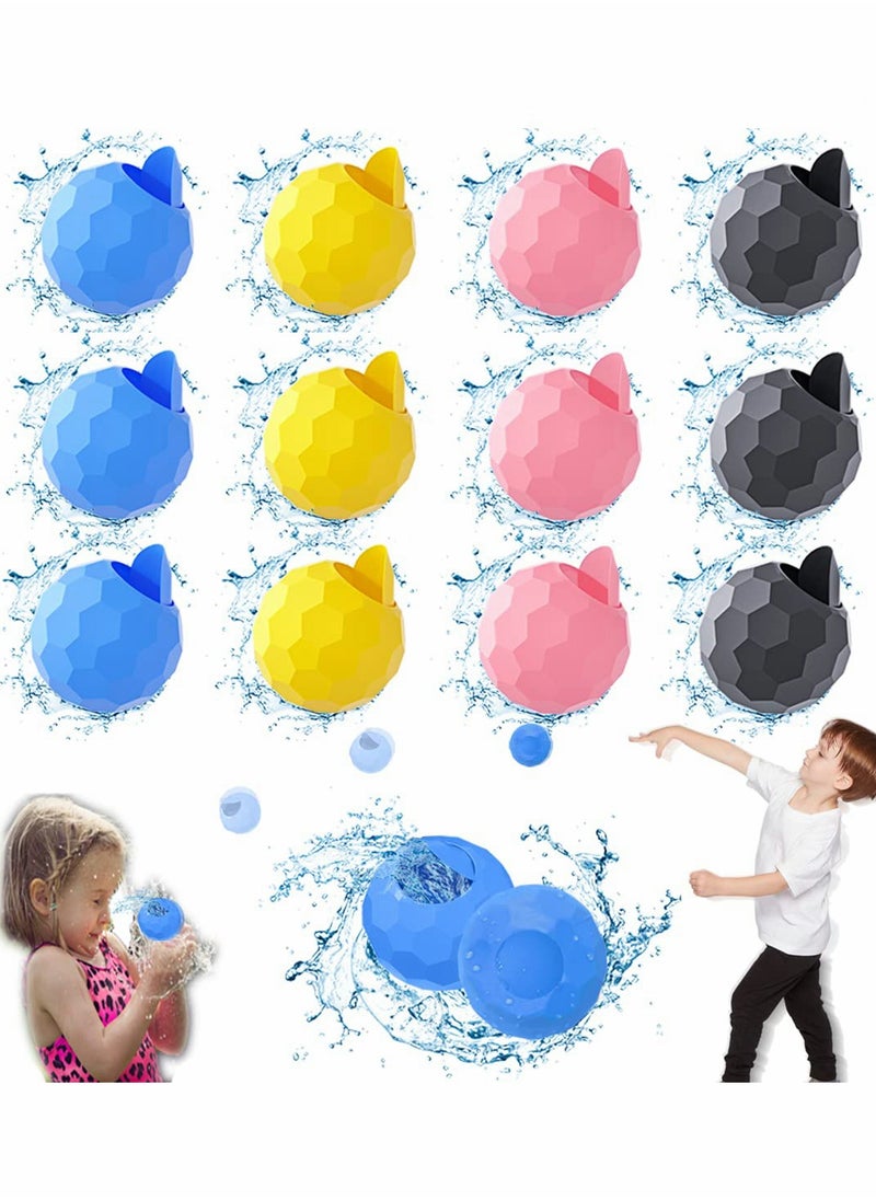 Water Balloons Quick Fill, Self-Sealing Reusable Refillable Water Bombs Silicone Splash Water Ball for Kids Adults Outdoor Activities Pool Beach Games Summer Party Supplies（12Pcs）