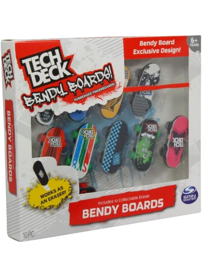 TECH DECK Bendy Boards 5 Piece Set, Rubberized Fingerboards with Working Wheels to Use as Collectible Mini Skateboard Erasers