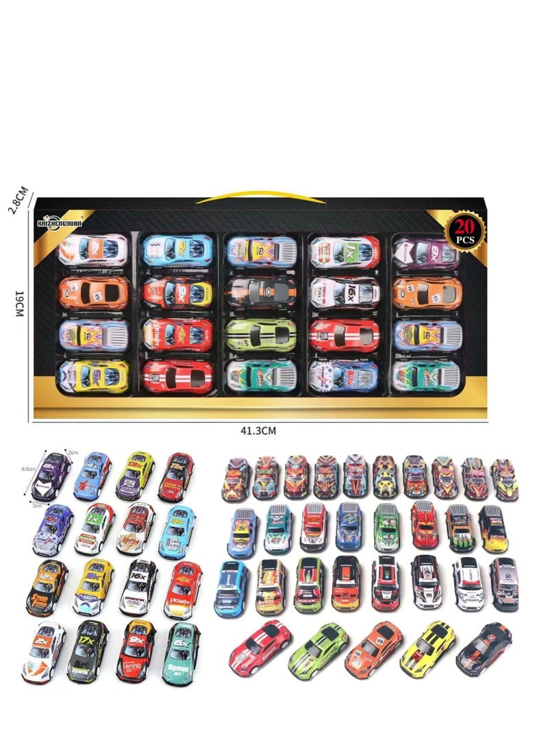 CHU DAI Children's alloy mini pull back car model boy toy car set racing car with gift box toy for children aged 3 and above (20 cars)