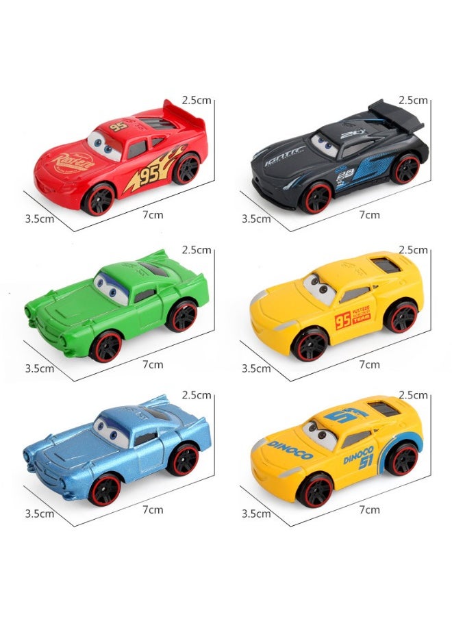 6 Pack Cars Series Alloy Toy Car, Lightning Mcqueen Car Model, Simulation Pull Back Model Car Racing Car Toys for Children Gift Collectible, 7*3.5*2.5 CM