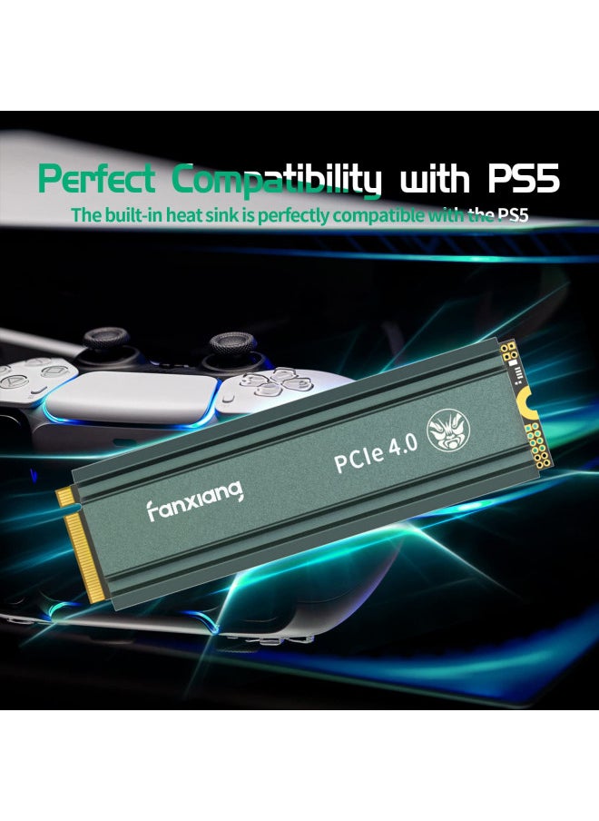 fanxiang S660 2TB PCIe 4.0 NVMe SSD M.2 2280 Internal Solid State Drive - with Heatsink, Up to 4800MB/s, Perfectly Compatible with PS5, Dynamic SLC Cache
