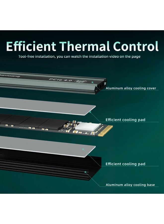 fanxiang S660 2TB PCIe 4.0 NVMe SSD M.2 2280 Internal Solid State Drive - with Heatsink, Up to 4800MB/s, Perfectly Compatible with PS5, Dynamic SLC Cache