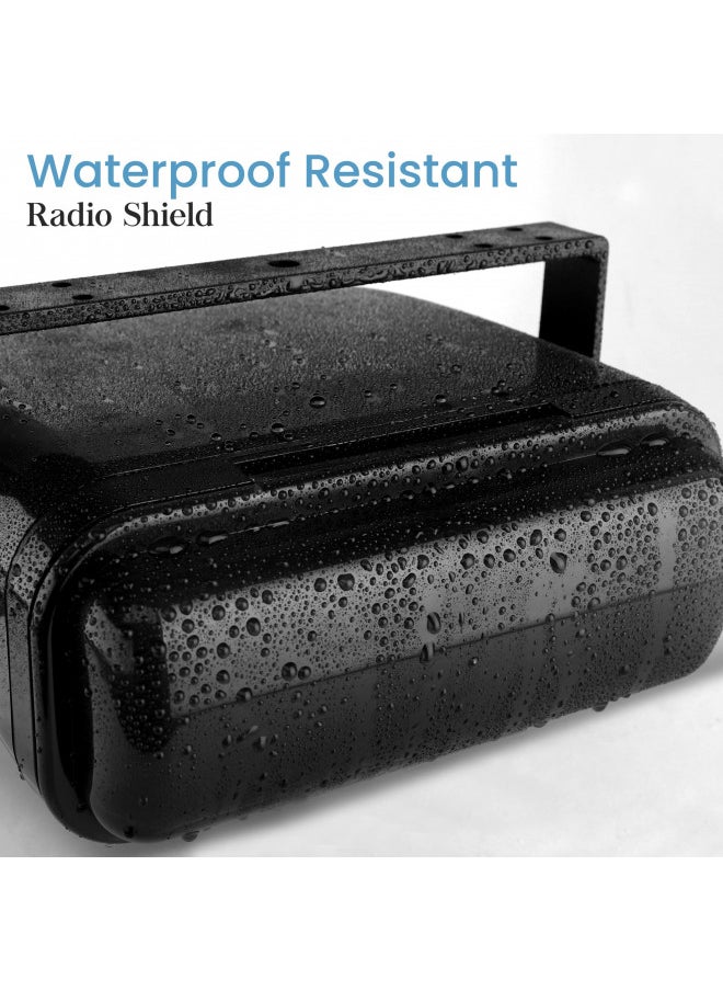 Pyle Durable Universal Marine Stereo Cover - Water Resistant Boat Radio Protector Shield with Flip-Up Door & Neoprene Gasket - Compatible with Dual Shaft & DIN Style Stereos - Pyle PLMRCB3 , Black