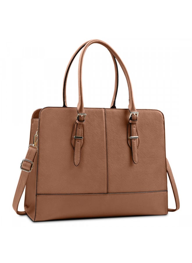 Laptop Bag for Women Leather Work Tote 15.6 Inch Laptop for Computer Bag Waterproof Business Office Professional Large Capacity Handbag Shoulder Bag