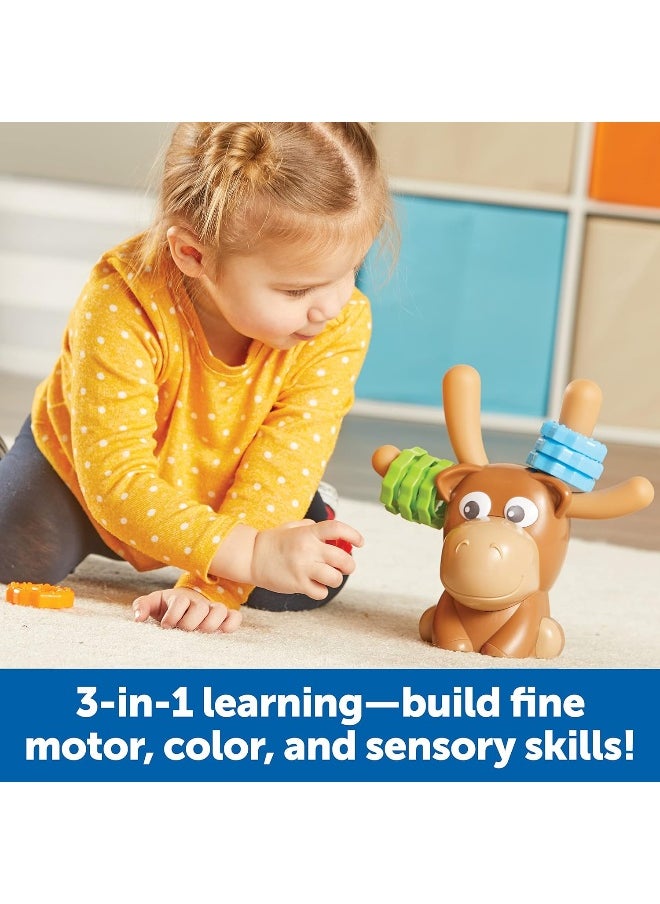 Learning Resources Max the Fine Motor Moose - 13 Pieces, Ages 2+ Toddler Learning Toys, Fine Motor Toy for Toddlers, Preschool Toys, M